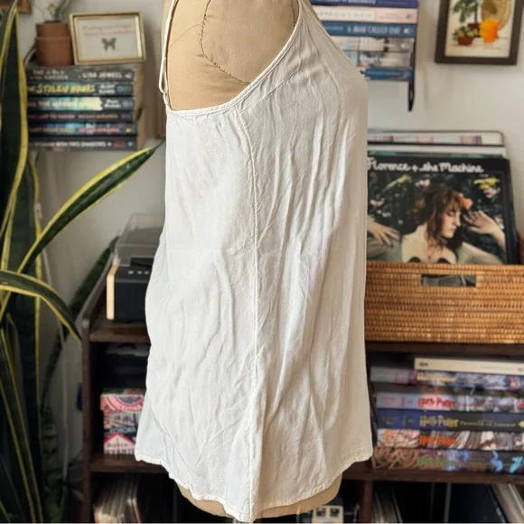 Free People Slip Dress /Tunic V Neck Ivory Sheer Beach Cover Up Medium - Picture 6 of 11